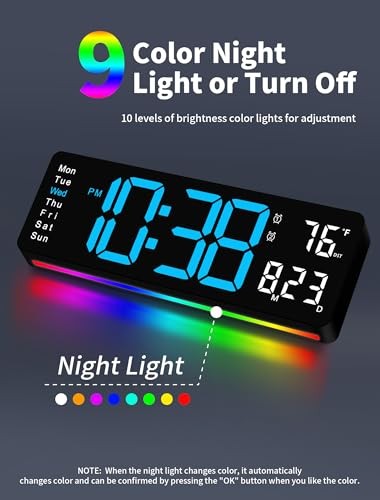 Digital Wall Clock, 16" Large Display Digital Clock with Remote Control, Blue