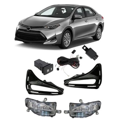 Fog Lights Assembly Replacement for Corolla L LE XLE 2017 2018 2019 Clear