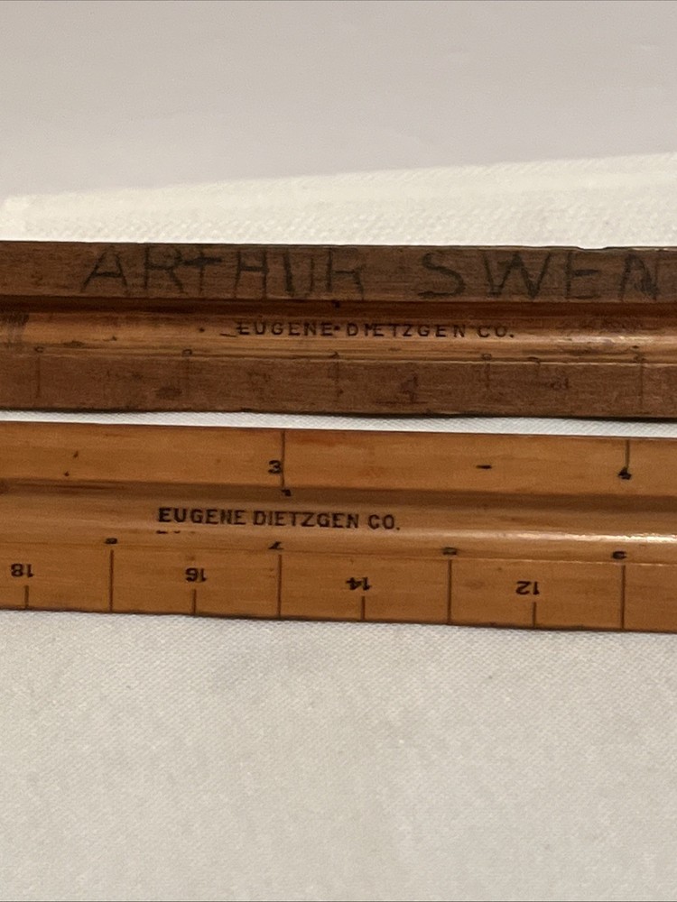 2 Vintage Triangular Scale Ruler Engineer Divided Eugene Dietzge 1626 Germany