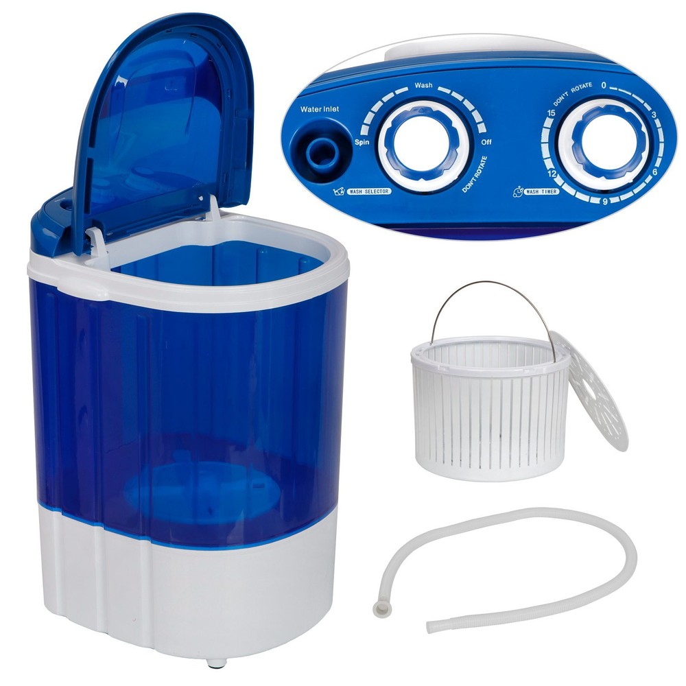 Mini Portable Washing Machine Top Load Washer W/ Double Knobs Timer Control