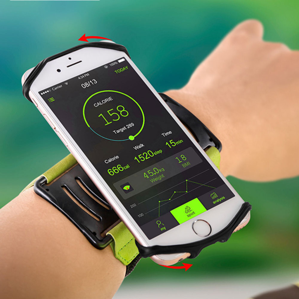 Wrist Phone Holder Mount Rotatable Strap Cell Wristlet Running
