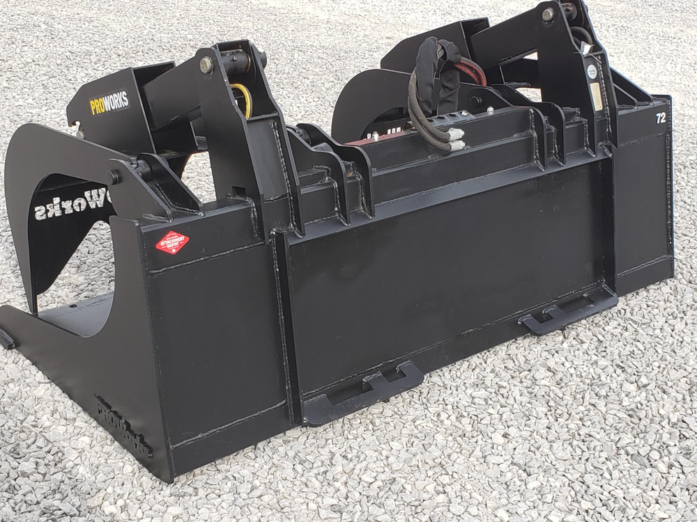 72″ Severe Duty Solid Bottom Bucket Grapple Fits Skid Steer Quick Attach Loader