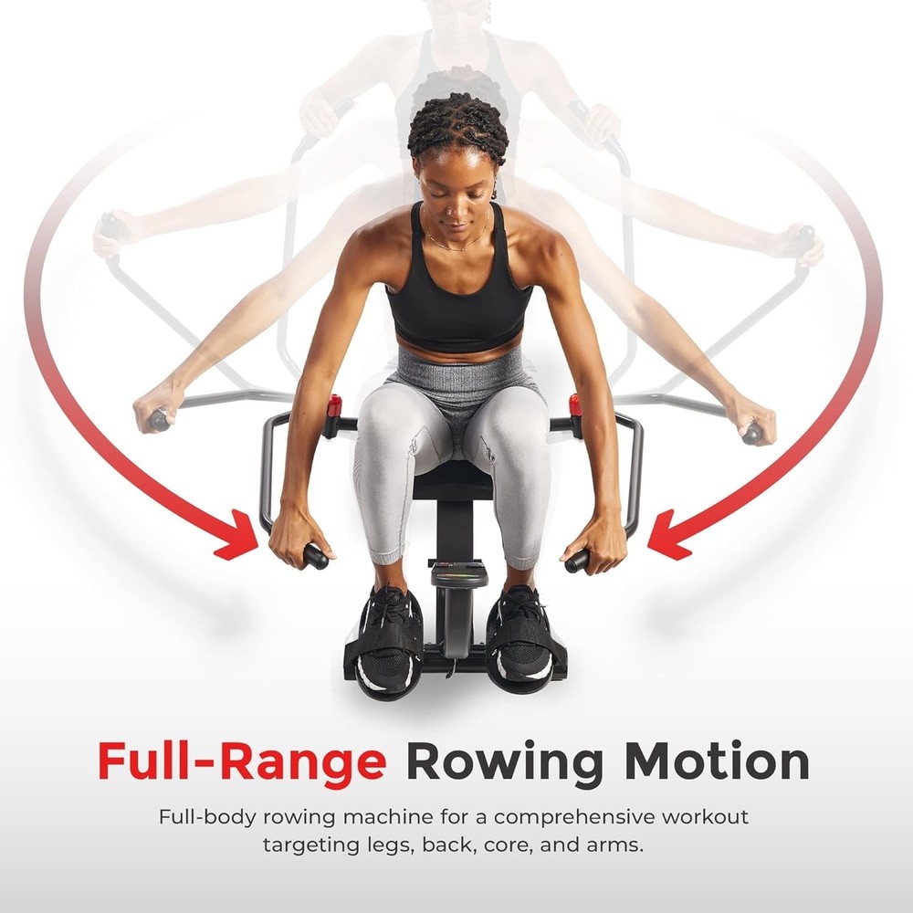 Full-Motion Rowing Machine w/Adjustable Resistance, Low-Impact Full-Body Work...