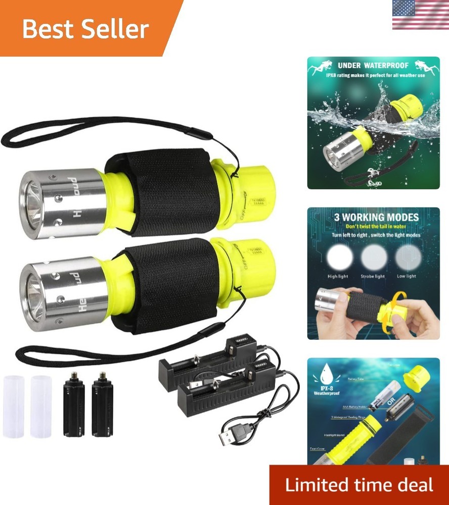 Diving Flashlight with Rechargeable Power Scuba Dive Light Waterproof Underwa...