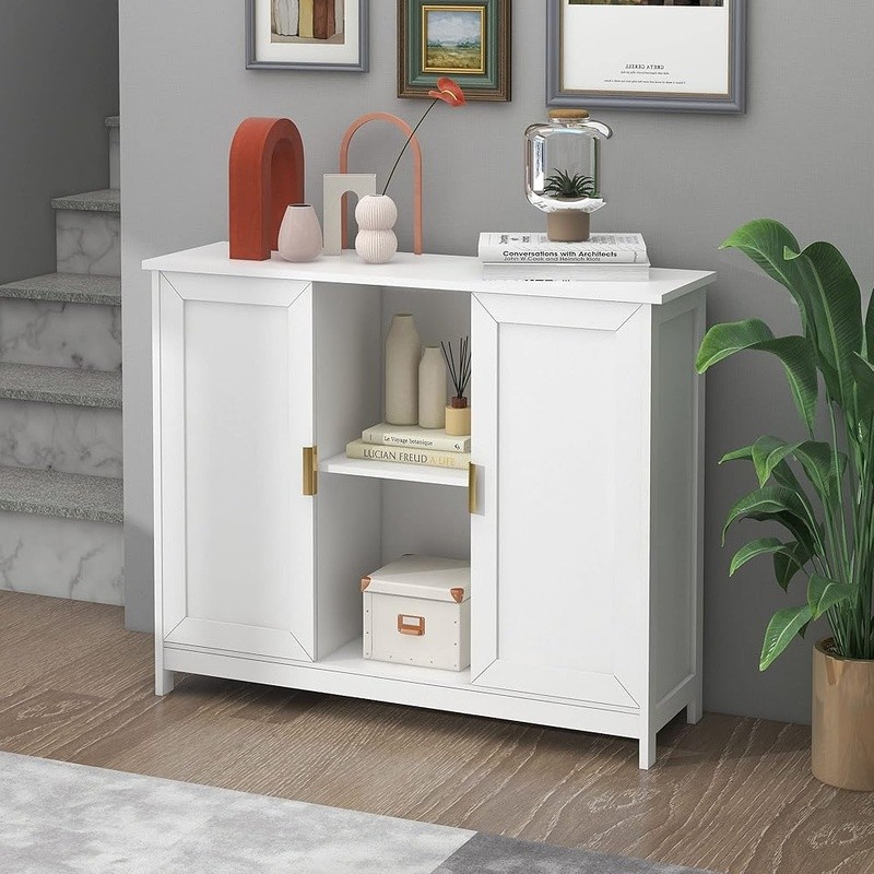 Narrow Buffet Cabinet Storage Console Multi-functional Entryway Organizer New