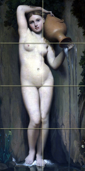 Art Nude Mural Tumbled Marble Backsplash Bath Tile #2052