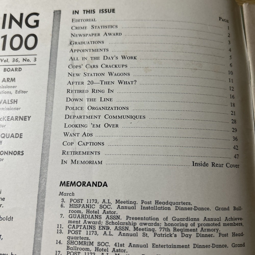 SPRING 3100 NYPD MAGAZINE MARCH 1965