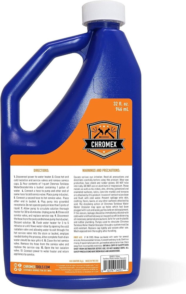 Chromex Tankless Water Heater Descaling Solution, Quart, 32 fl oz (1)