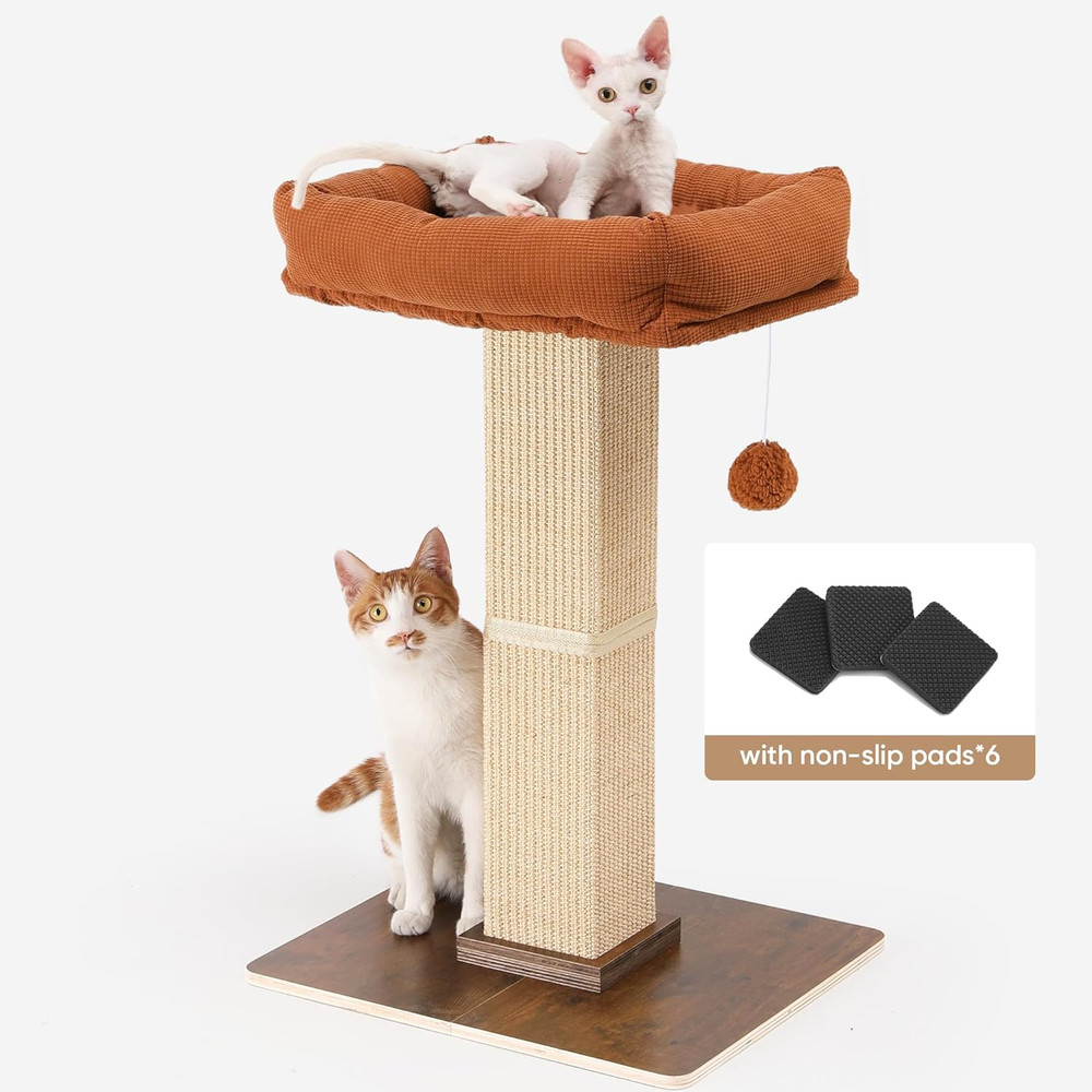 Cat Scratching Post, Retro-Style Tall Scratch Posts with Perch for Infoor Cats A