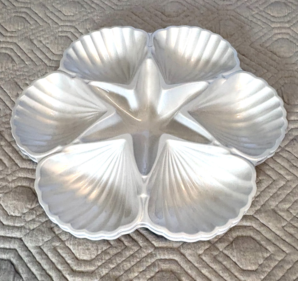 Sigrid Olsen Home Set 2 Seashells Chip Dip Veggie Serving Platters 13" Melamine