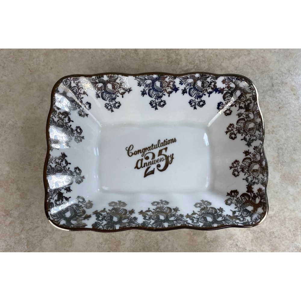 Royal Albert Rectangular 25th Anniversary Fine Bone China England Candy Dish