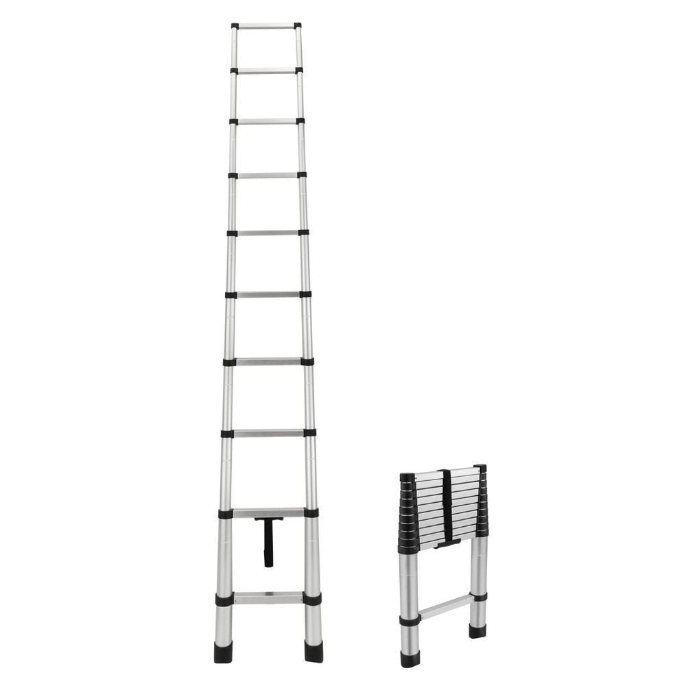 RecPro RV 10 Step Telescoping Ladder 10.5ft Extendable Collapsible Ladder
