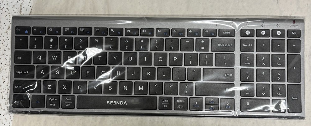Seenda Multi-Device Wireless Keyboard Mouse Combo, 3-Channel, White, QWERTY