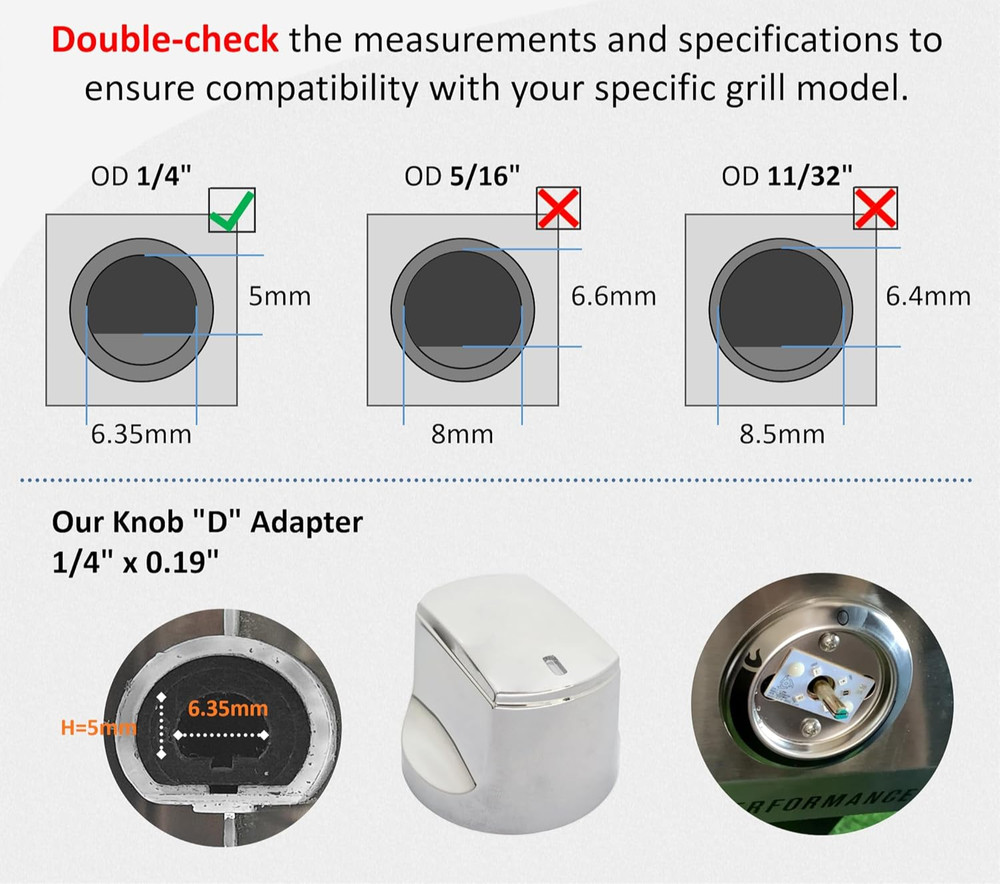 Gas Grill Control Knobs for Char-Broil Performance 463366022 463365021 4-Pack