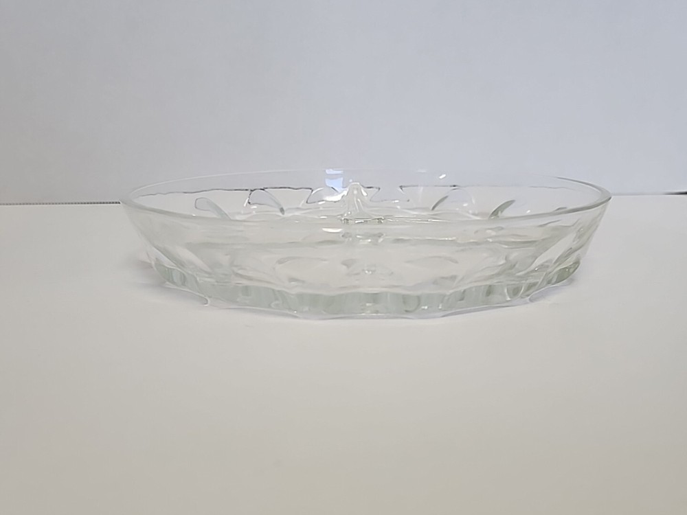 Clear Glass Divided Dish 3 Sections Serving Plate Candy Cheese