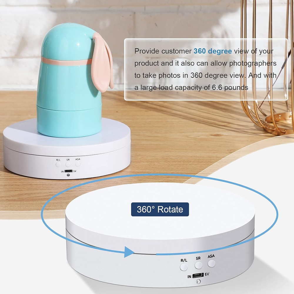 Rotating Display Stand 5.4" /6.6 Lbs Load Motorized Spinning Platform Rotating B