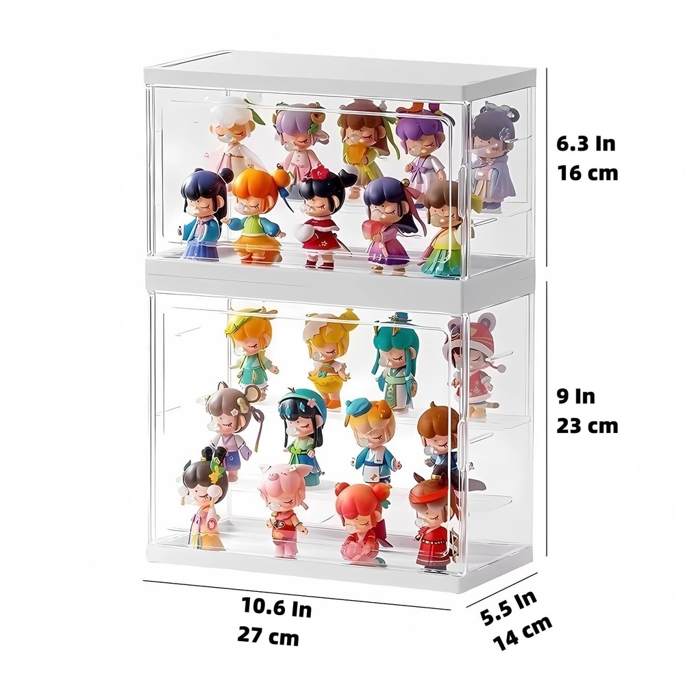 Acrylic Display Case with Shelves Stackable Collectibles Organizer for Blind ...