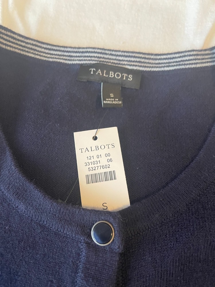 talbots navy cardigan small