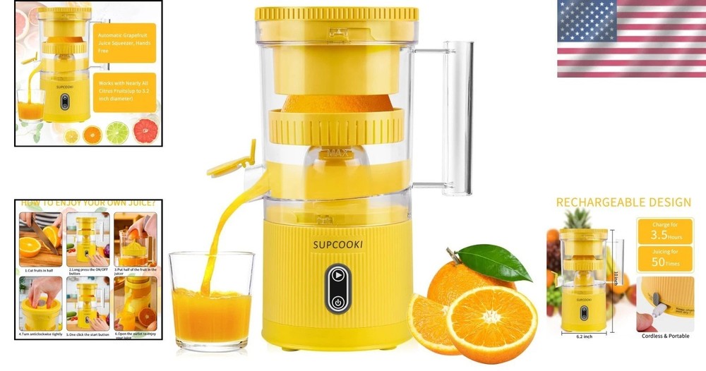 Electric Rechargeable Citrus Juicer - Automatic Sq