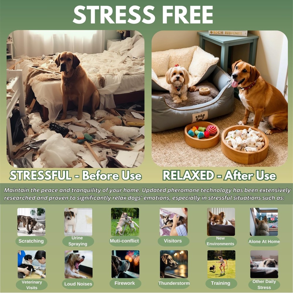 Dog Pheromone Calming Diffuser Kit, Calming Diffuser for Dog (2 Plug-Ins & 4×...