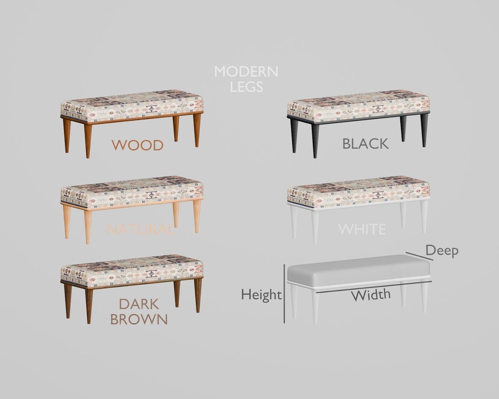 Kilim Pattern Printed Rug Upholstered Piano Bench, Entry Bench, Dining Bench