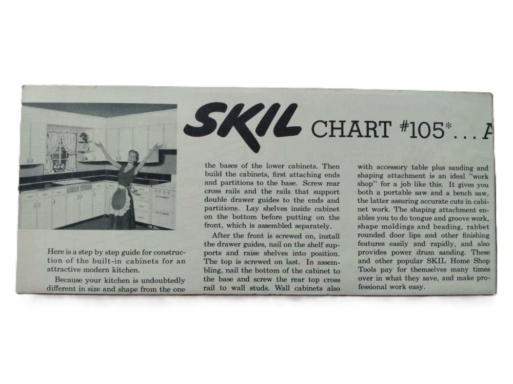 MCM Kitchen Cabinets Cupboards Construction Guide Vintage 1950s Skil Chart 105
