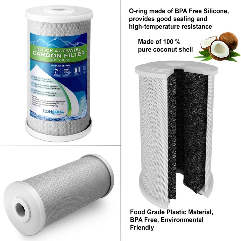High Capacity Transparent Whole House Water Filter System & Block Carbon Filter