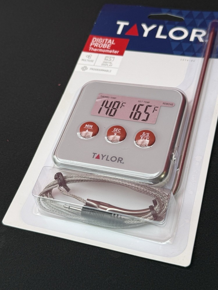 Taylor Digital Cooking Thermometer Timer w/ Probe Programmable NEW Sealed