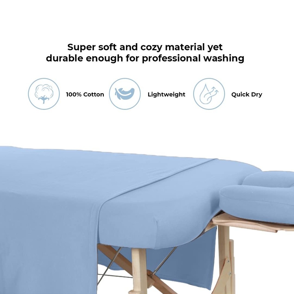 Massage Table Sheets Set - 3 Pcs 100% Cotton Flannel - Fitted Sheets, Flat Sh...