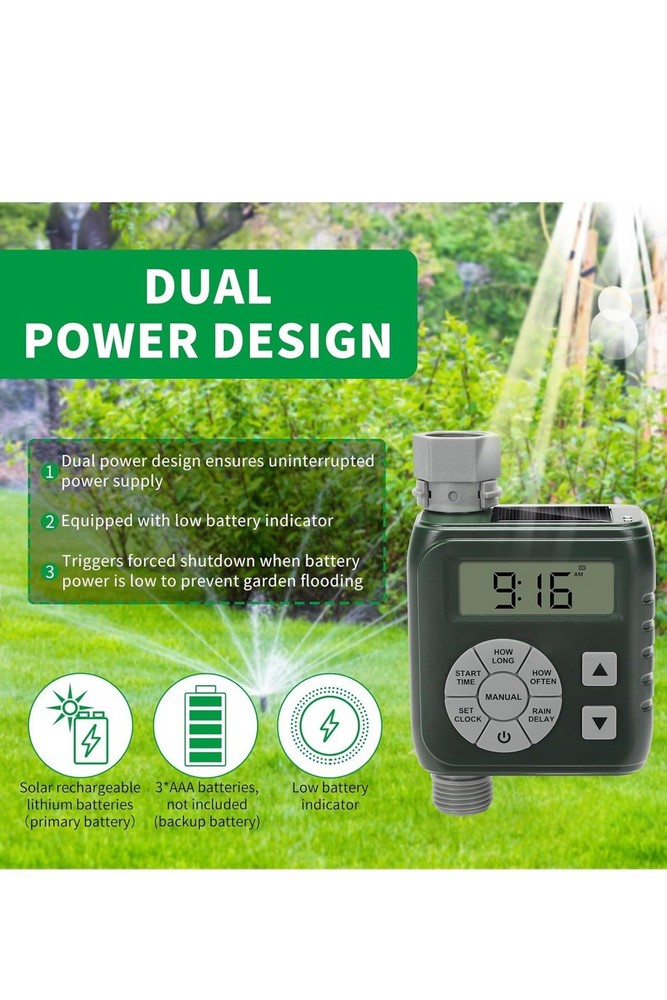 Hose Timer, Zuomeng Water Timer for Garden Hose with Dual Power System
