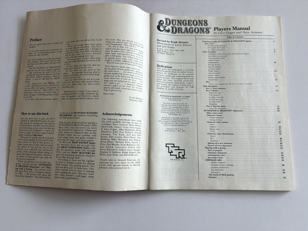 Dungeons and Dragons Basic Rules Set TSR 1983