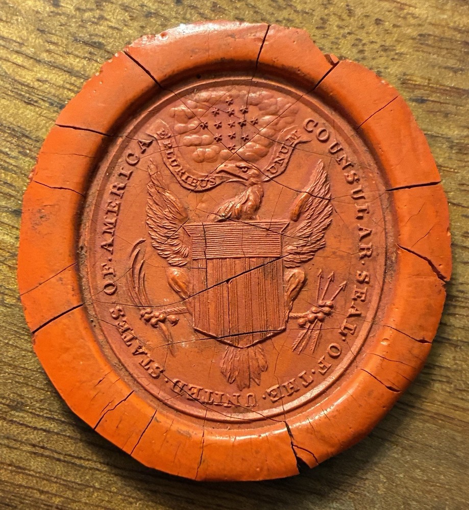 C. 1830 - 1860 Red Wax U.S. Consular Document Seal Impression