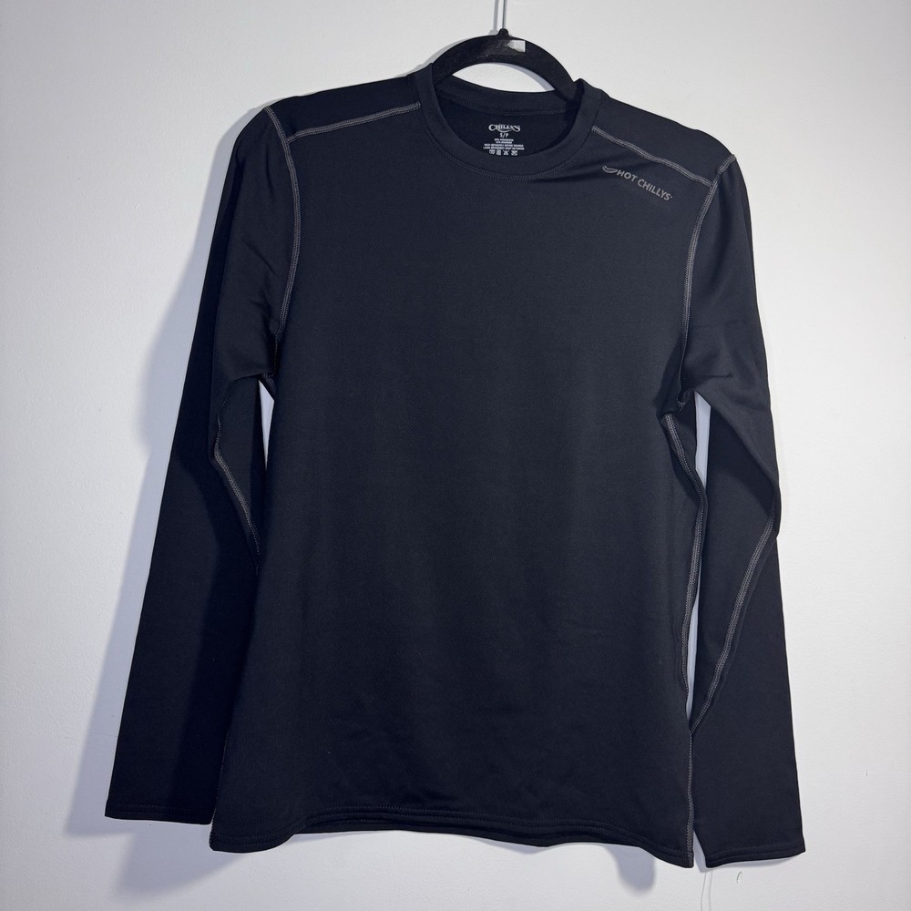 Hot Chillys Base Layer Top Small Black Thermal Crewneck Stretch