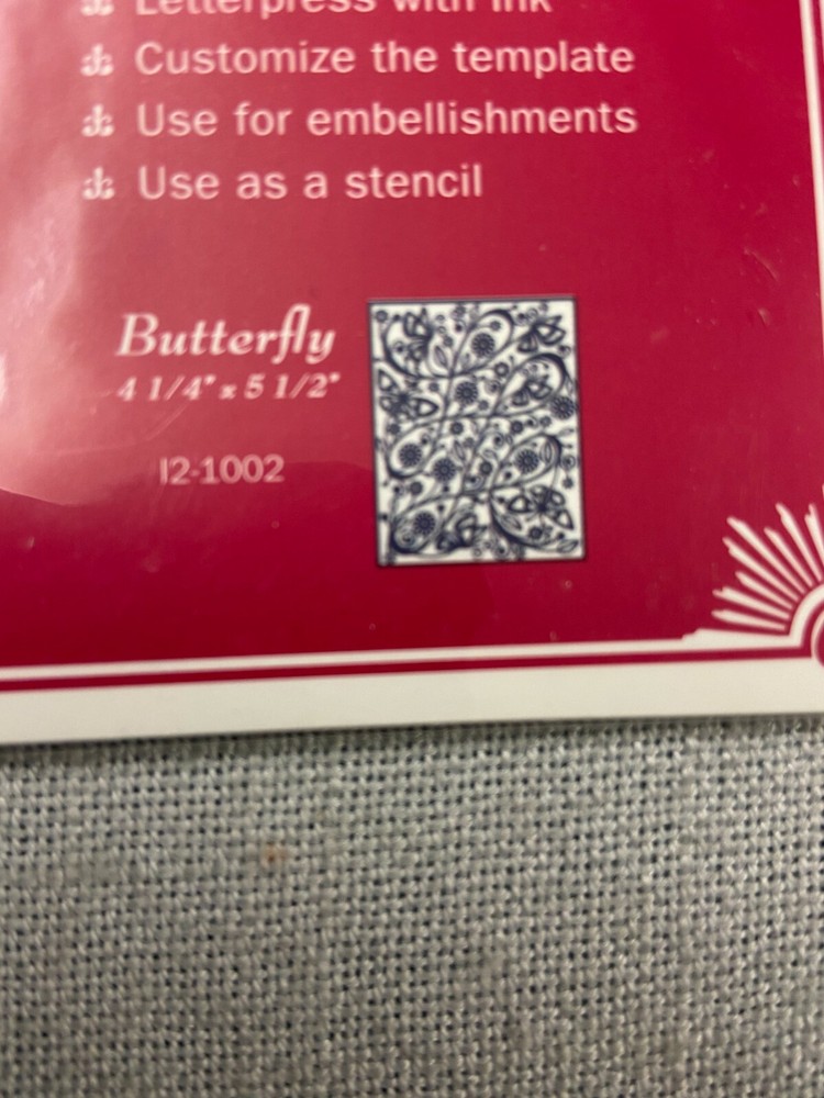 Spellbinders Impressabilities BUTTERFLY emboss & deboss letterpress stencil