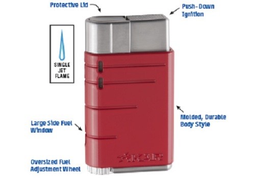 XIKAR Linea Single Jet Cigar Lighter - Red - 503RD - New