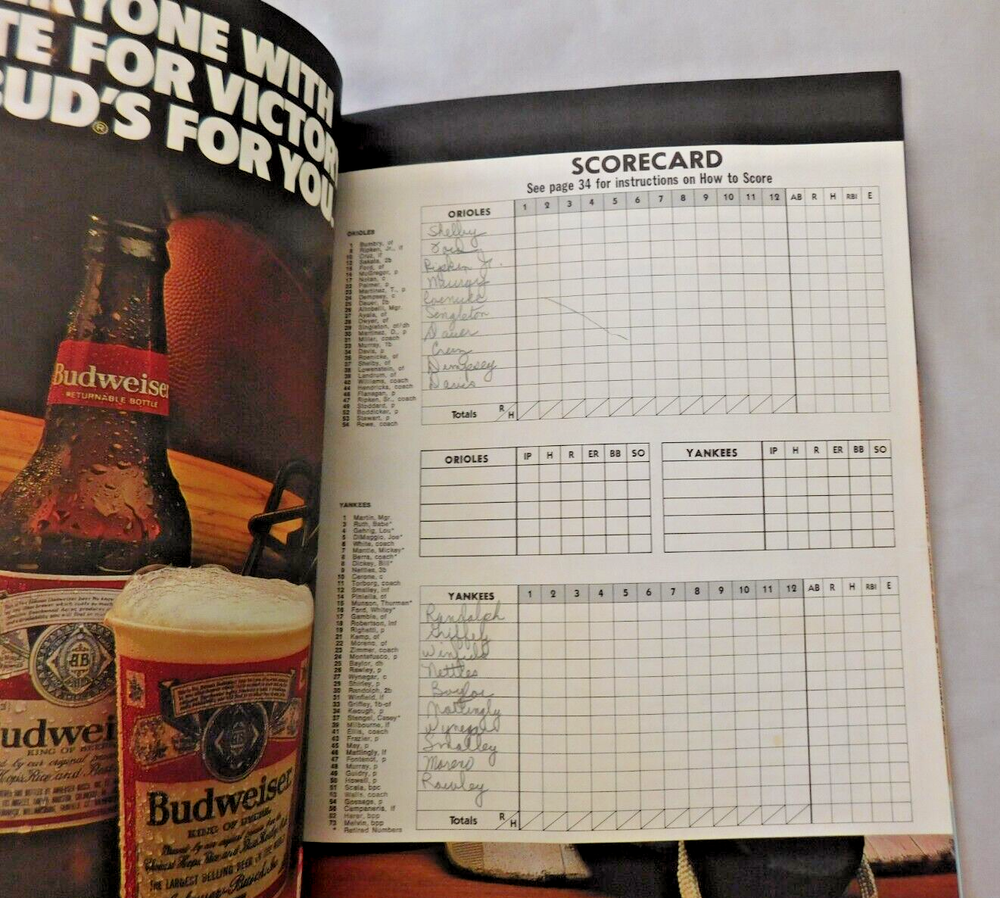 1983 New York Yankees Vs Baltimore Orioles Program Vg