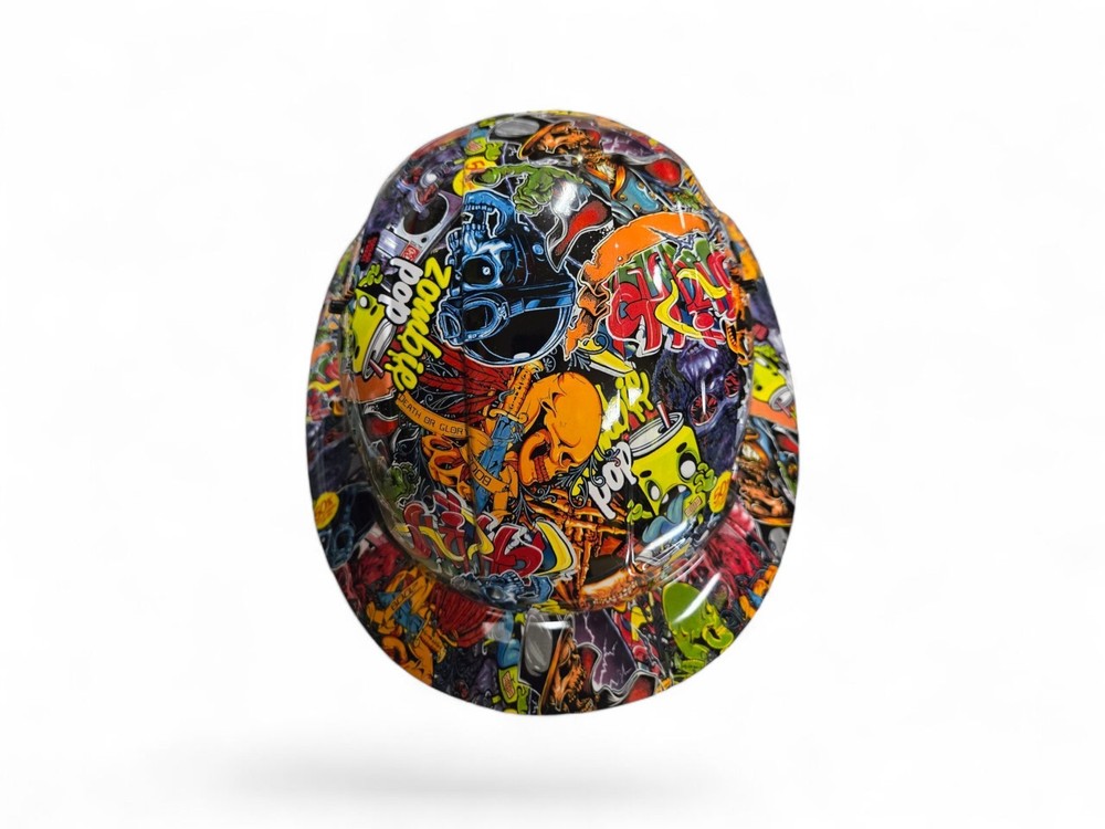 Graffiti Hydro Dipped Full Brim Hard Hat YELLOW