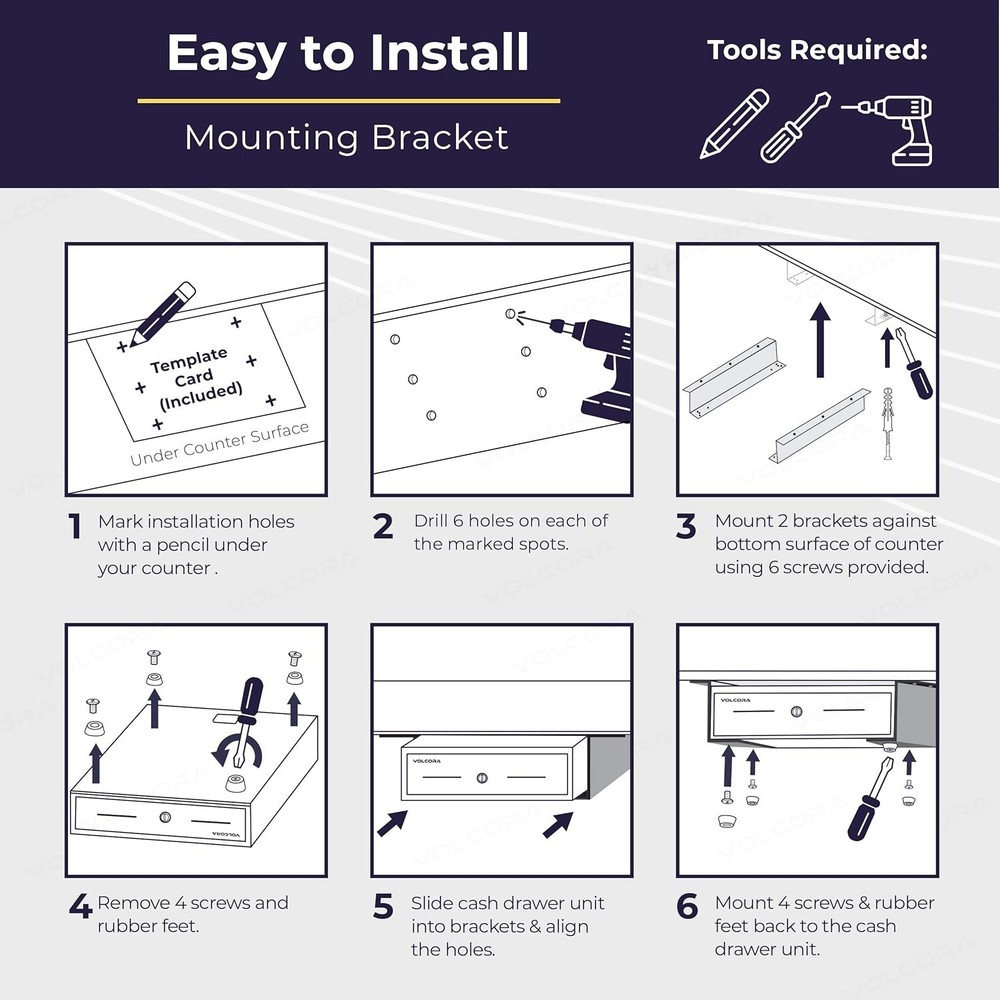 Space-Saving Cash Drawer Bracket for Under Desk - Secure & Sturdy Installation
