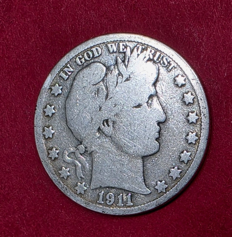 1911-S S/S Barber Half Dollar Rpm, Die Gouges On Reverse, G-06 Condition.