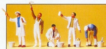 Preiser 10477 HO Scale People Working Paint Crew