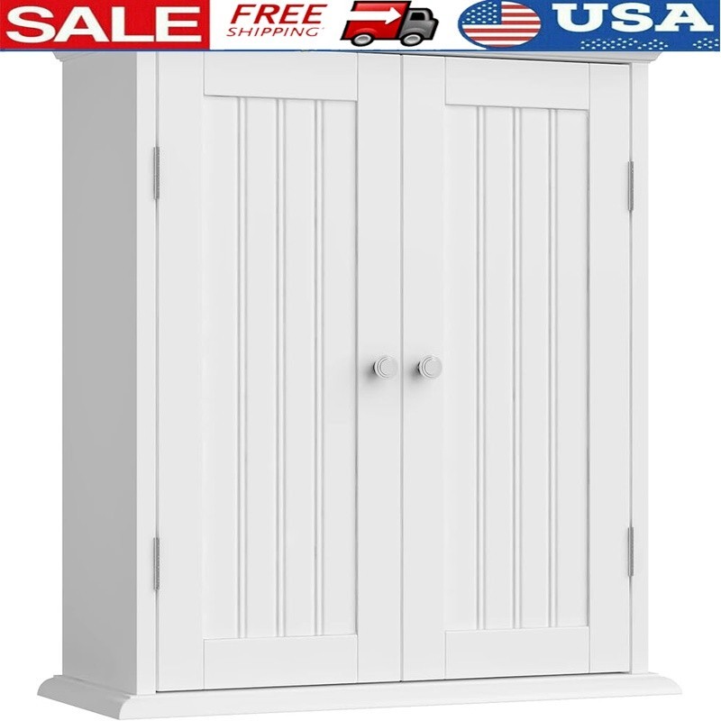Wall Mounted Bathroom Cabinet Adjustable Shelves Elegant Storage Solution New