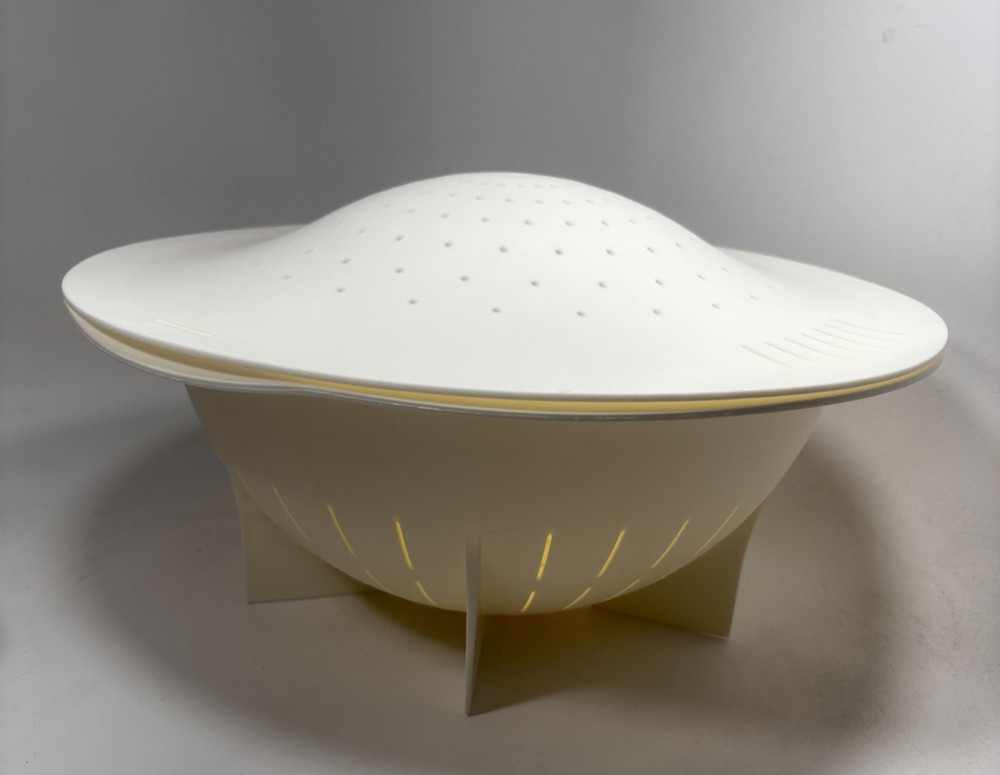 Tupperware White 3 Quart Large Double Colander #3105 and Cover #3106 Atomic