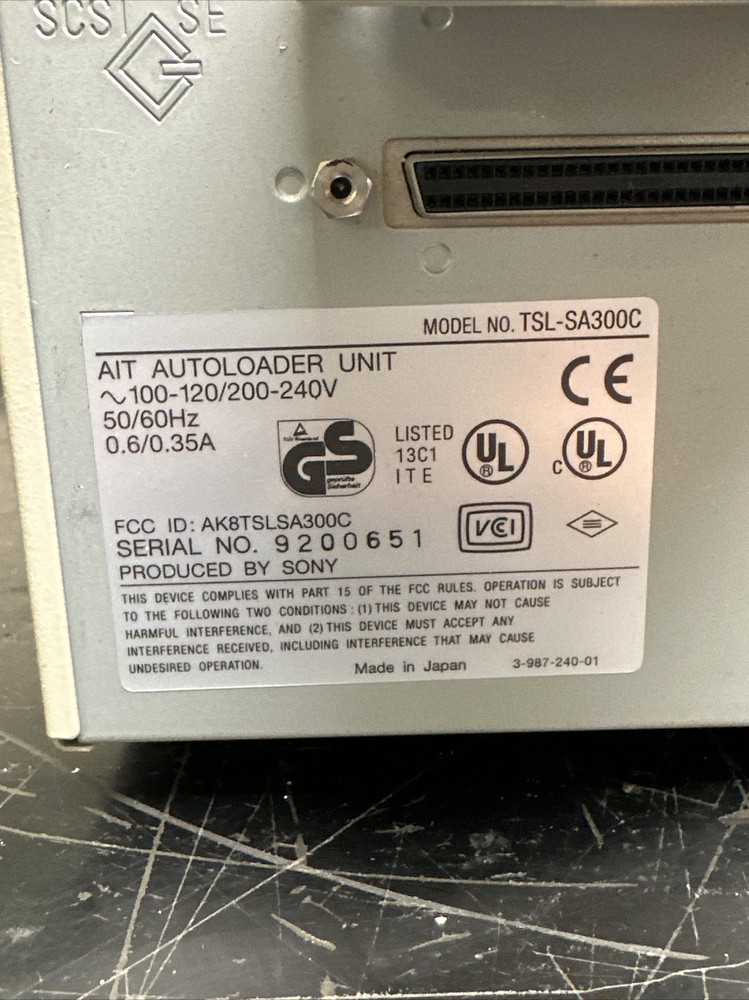 Sony AIT Autoloader Unit TSL-SA300C | No Power Supply