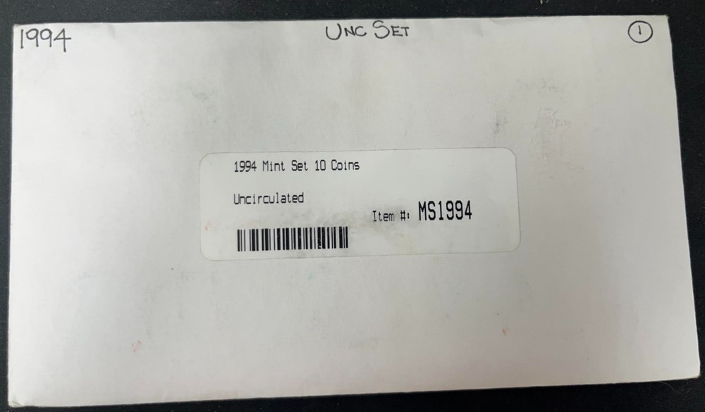1994 Uncirculated Coin Set U.S Mint in Sealed Envelope