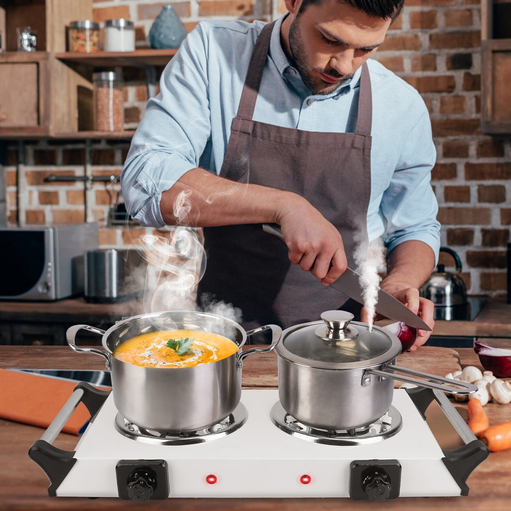 Electric Double Burner Stove Hot Plate Countertop Adjustable Temperature Control