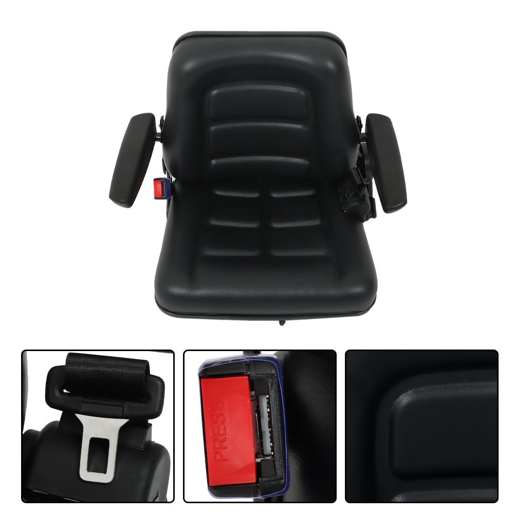 Adjustable Backrest Tractor Seat w/Armrest Universal Forklift Seat