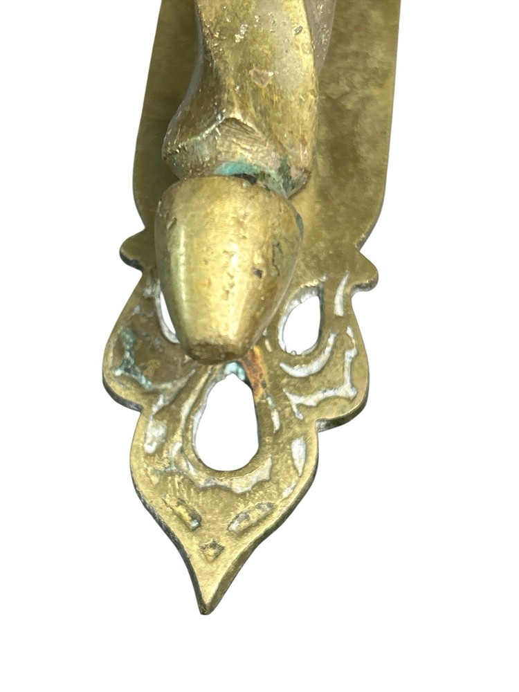 Ornate Solid Brass Door Pull Handle Architectural Salvage Aged Patina MCM