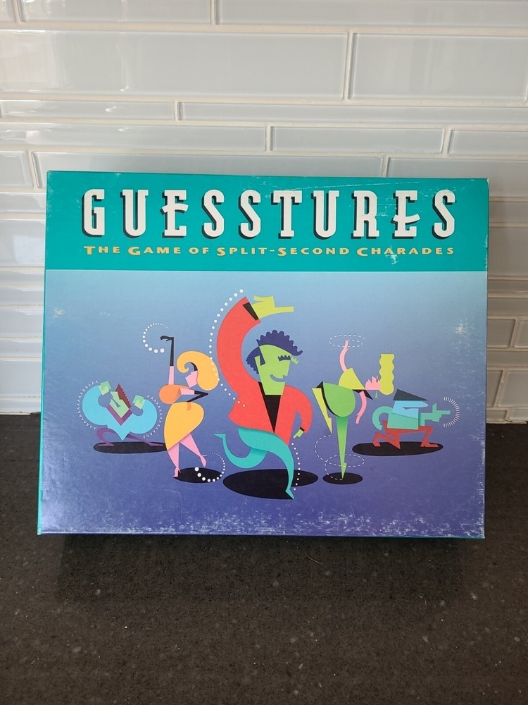 GUESSTURES: Charades Board Game Split Second 1990 Milton Bradley Complete