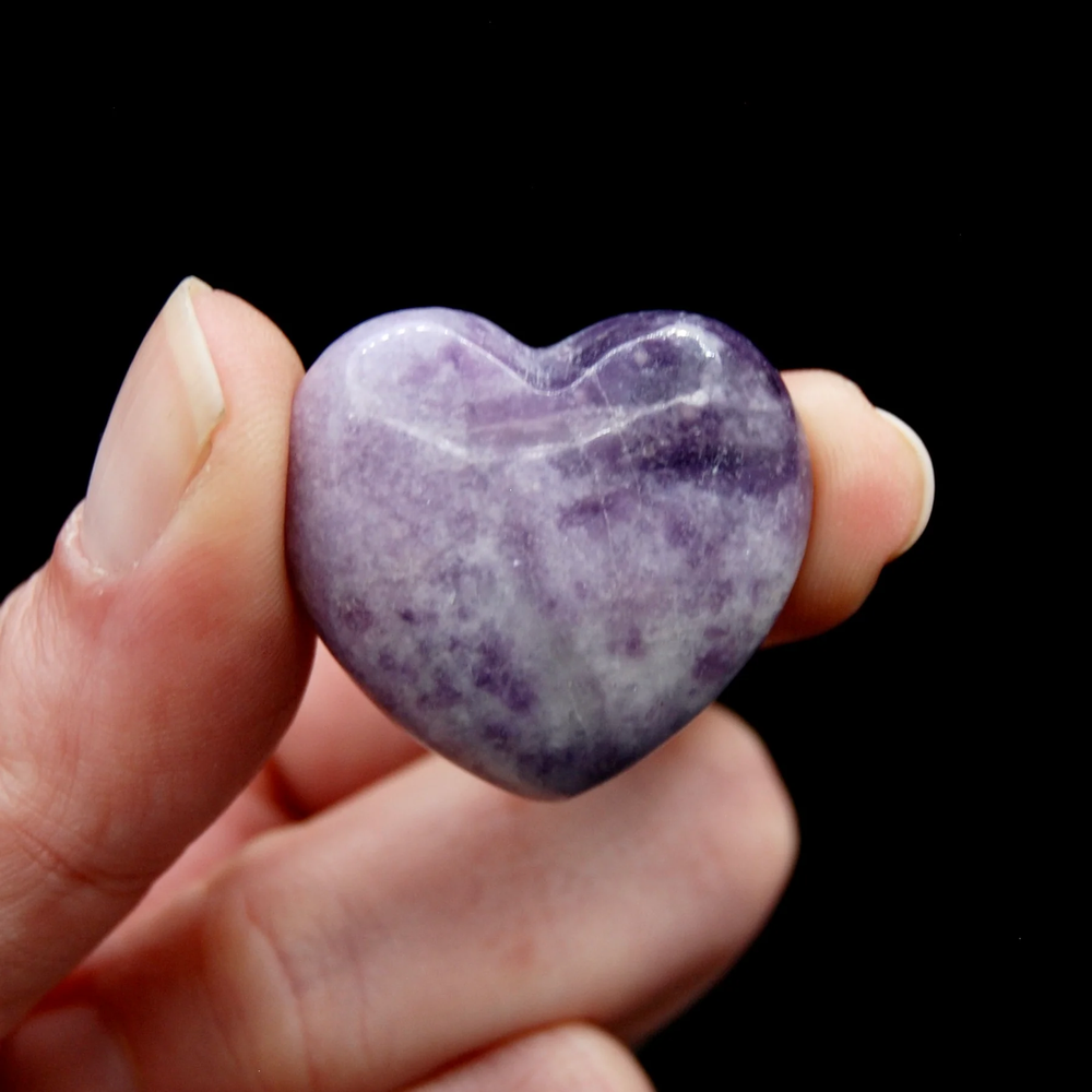 ONE 30mm Mini Lepidolite Crystal Heart, Madagascar