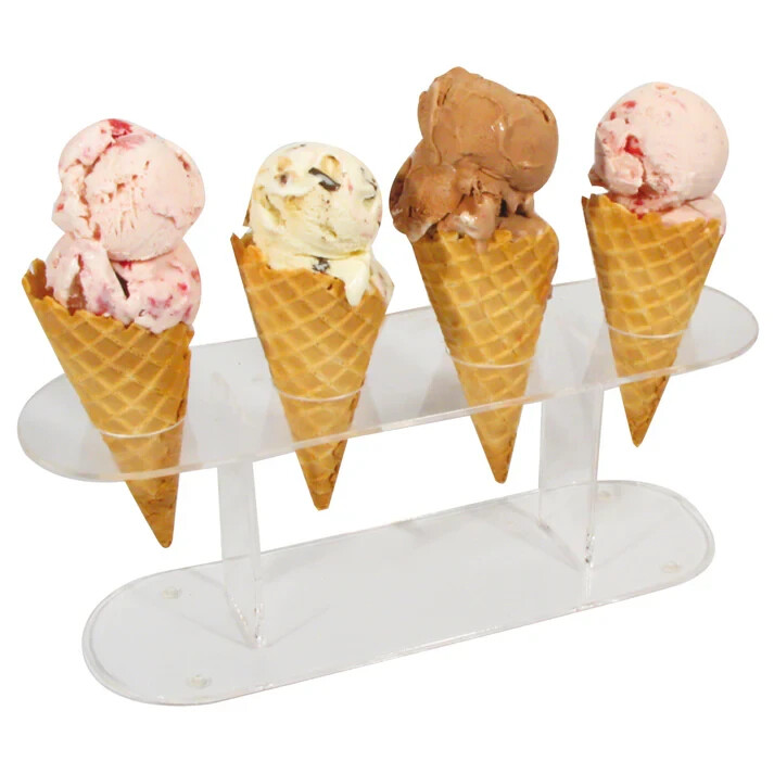 Winco Acrylic 4-Hole Ice Cream Cone Stand,Clear,Medium